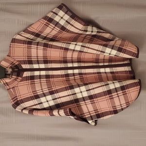 Pink Purple and White Plaid Sweater Cape